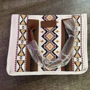 Wrangler Women's Southwestern Print Crossbody Canvas Tote Coffee Wide Tote